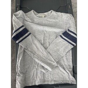 Goods Men’s Long-Sleeve Grey Crewneck Stripe Sleeve L Slim